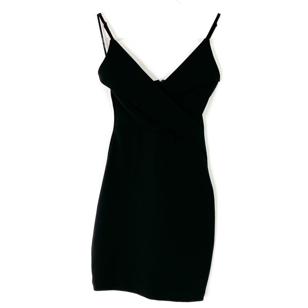 Lulus Little Black Dress Foldover Neckline Short Mini Polyester Womens XS